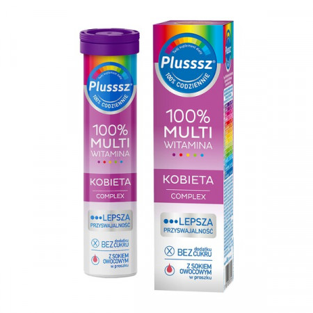 Plusssz 100% Multiwitamina Kobieta Complex, tabletki musujące