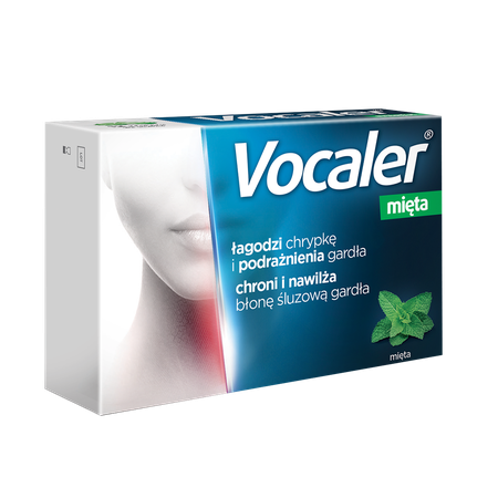 Vocaler, mięta, 12 pastylek do ssania na gardło
