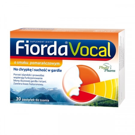 Fiorda Vocal, smak pomarańczowym, pastylki do ssania, na gardło
