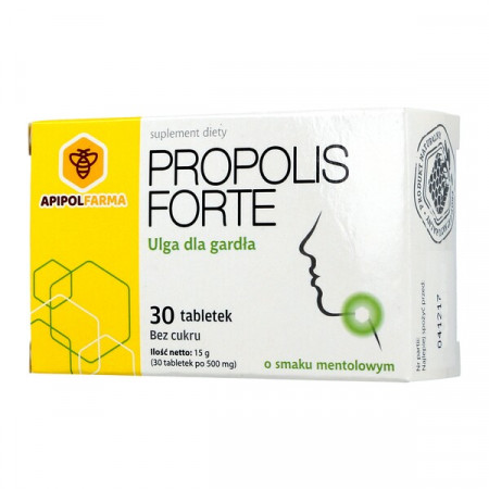 Propolis Forte, tabletki do ssania o smaku mentolowym, bez