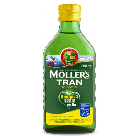 Mollers Tran Norweski, aromat cytrynowy, 250 ml