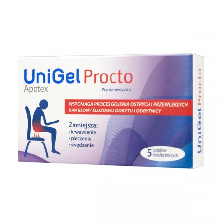 UniGel Apotex Procto, czopki na hemoroidy, 5 szt. (data