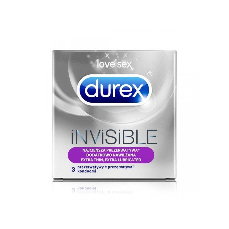 Durex Invisible, Prezerwatywy, dodatkowo nawilżane, 3 szt