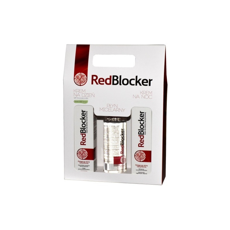 RedBlocker, płyn micelarny 200 ml + krem na dzień 50 ml + krem