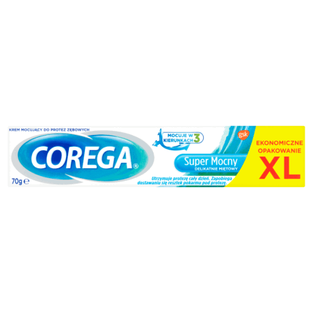 Corega Super Mocny Delikatnie Miętowy, krem do protez, 70 g