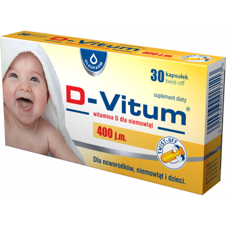 D-Vitum witamina D dla niemowląt 400 j.m. – 30 kaps. twist-off