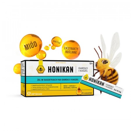 HONIKAN GARDŁO I KASZEL Żel w saszetkach na gardło i kaszel