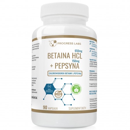 Betaina HCL 650 mg + Pepsyna 150 mg kapsułki - 90 kaps.