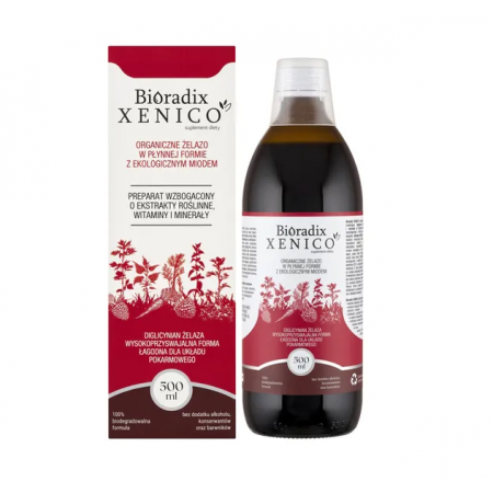 Bioradix Xenico Żelazo W płynie z ekologicznym miodem 500ml