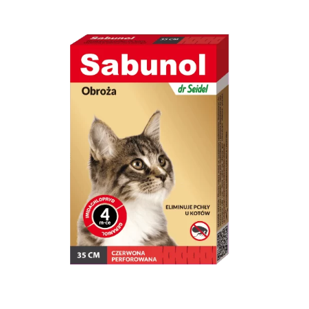 Sabunol obroża dla kota przeciw pchłom czerwona 35cm Sabunol obroża dla kota przeciw pchłom czerwona 35cm