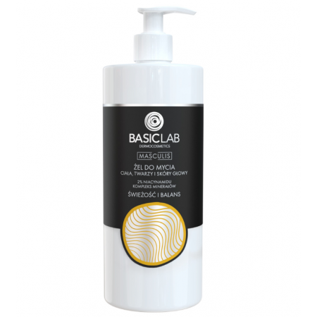 BasicLab, żel do mycia ciała, twarzy i skóry głowy, 500 ml