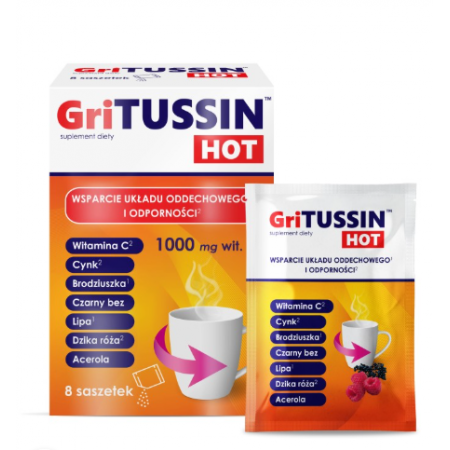 GriTussin Hot proszek do rozpuszczenia - 8 sasz.