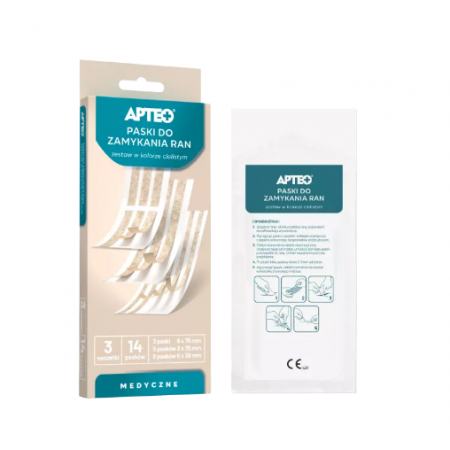 Apteo Paski do zamykania ran w kolorze cielistym 6 x 75 mm, 3 x