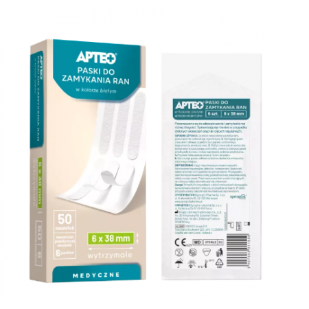 Apteo Paski do zamykania ran w kolorze białym 6 x 38 mm - - 1