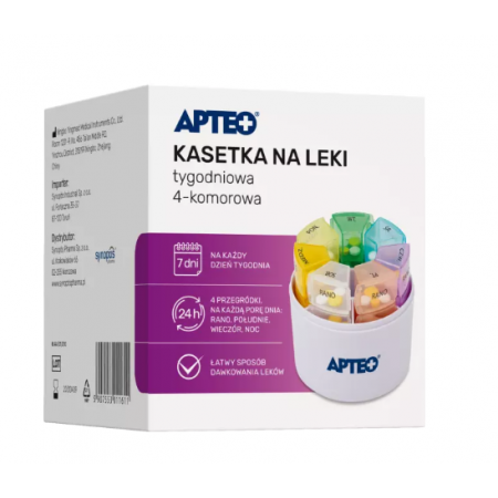 Apteo Kasetka na leki tygodniowa, 4-komorowa - - 1 szt.