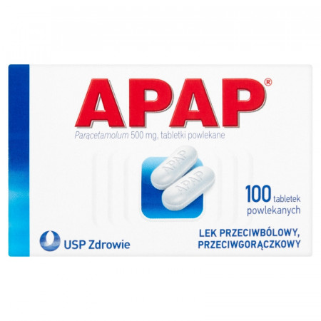 Apap, Paracetamol 500 mg, 100 tabletek powlekanych