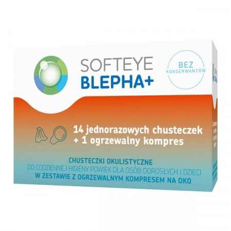 Softeye Blepha+, chusteczki okulistyczne, 14 szt. + kompres