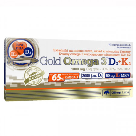 Olimp Gold Omega-3 D3+K2, 30 kapsułek