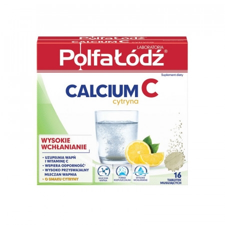 Laboratoria PolfaŁódź Calcium C, o smaku cytrynowym, tabletki
